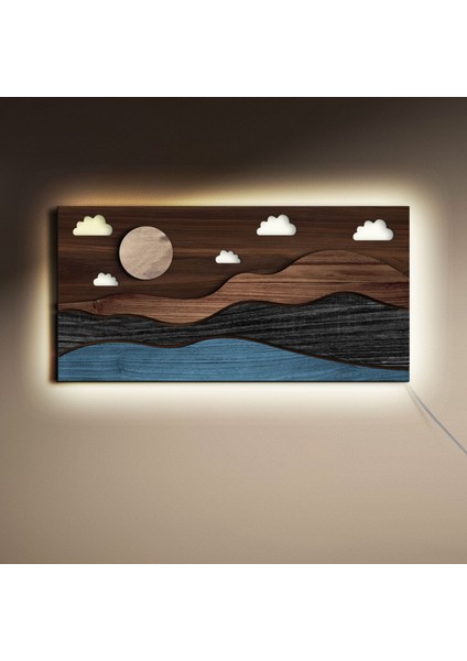 LED Işıklı Dağ Tasarımlı Ahşap Bar TABELASI(38X19CM)-1, Home Bar Tabela, Rustik Ev Dekorasyonu, Duvar Dekoru indirimleri