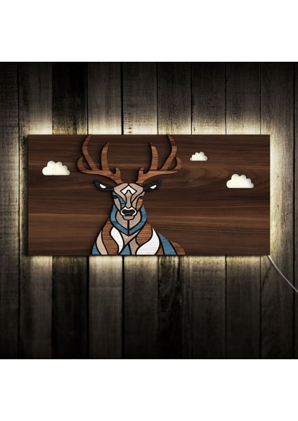 LED Işıklı Geyik Tasarımlı Ahşap Bar TABELASI(38X19CM)-1, Home Bar Tabela, Rustik Ev Dekorasyonu, Duvar Dekoru indirimleri