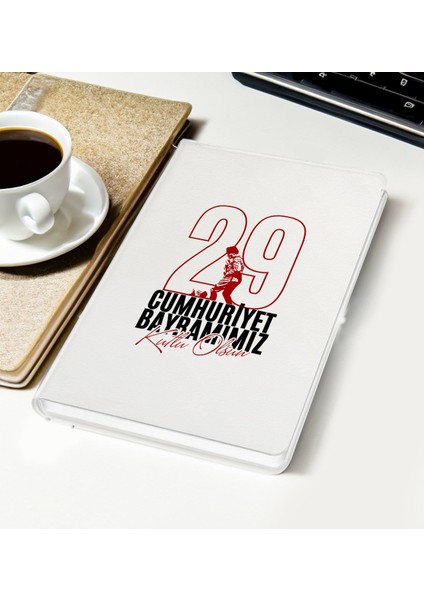 Gift 29 Ekim Temalı Beyaz Defter-5, Arkadaşa Hediye , 29 Ekim Hediyesi, 100.YIL Hediyesi