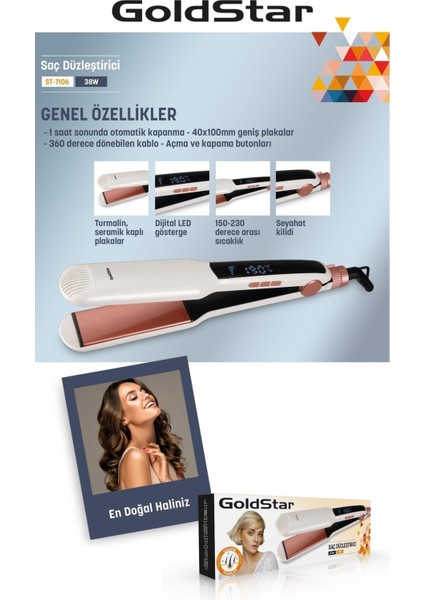 ST-7106 Dijital LED Göstergeli Keratin Seramik Kalın Plakalı Saç Düzleştirici