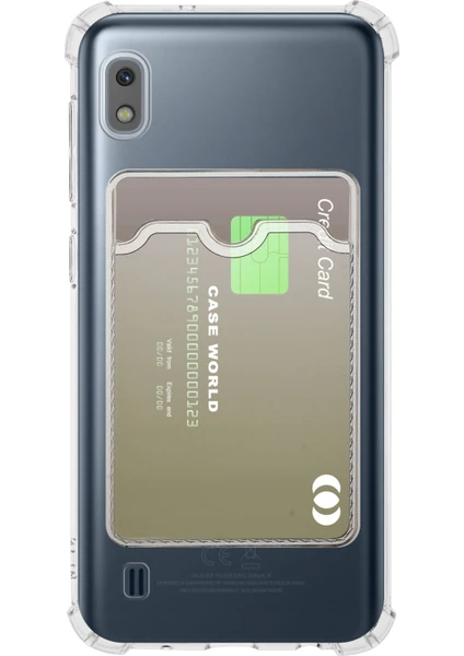 Case World Caseworld Samsung Galaxy A10 Kapak Kamera Korumalı Kartlıklı Darbe Emici Özellikli Şeffaf Silikon Kılıf