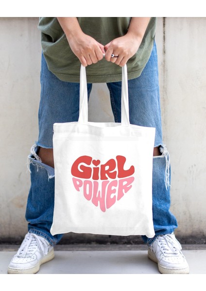 Girl Power Baskılı Bez Çanta