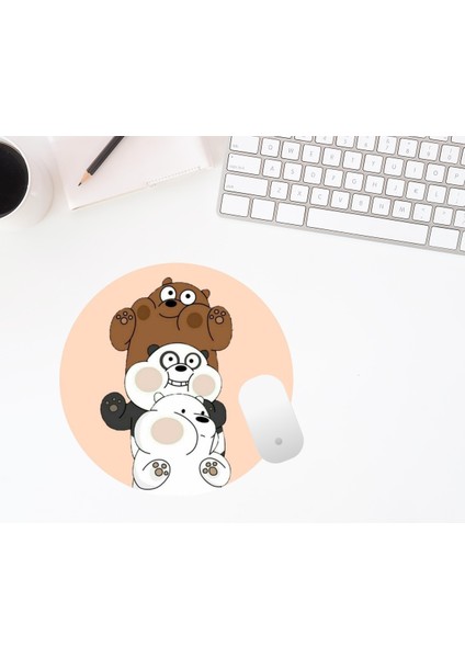 Kafadar Ayılar Baskılı Yuvarlak Mouse Pad
