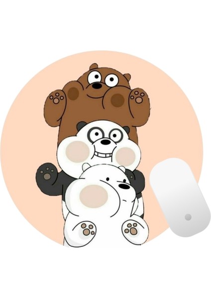 Kafadar Ayılar Baskılı Yuvarlak Mouse Pad