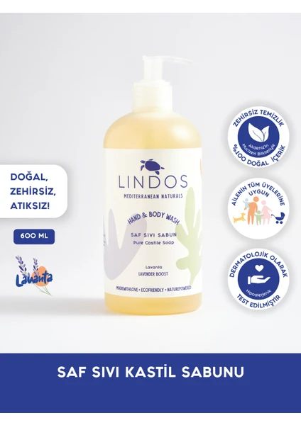 Çok Amaçlı Doğal Bitkisel Sıvı Kastil Sabunu Lavanta Kokulu Antibakteriyel Banyo Sabun 600 ml