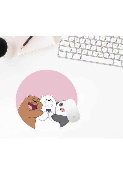 Kafadar Ayılar Baskılı Yuvarlak Mouse Pad