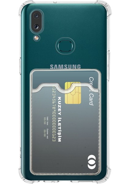 Samsung Galaxy A10S Kapak Kamera Korumalı Kartlıklı Darbe Emici Özellikli Şeffaf Silikon Kılıf