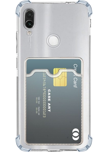 Xiaomi Redmi Note 7 Pro Kapak Kamera Korumalı Kartlıklı Darbe Emici Özellikli Şeffaf Silikon Kılıf