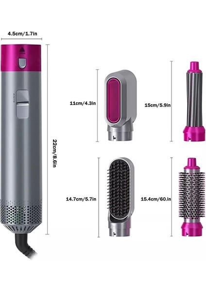 Hot Air Styler 5 In 1 Saç Düzleştirici Profesyonel Saç Şekillendirici Fırça Taraklı Kurutma Makinesi