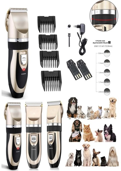 Pet-66 Yeni Model Çift Bataryalı Şarjlı Kedi Köpek Tıraş Makinesi Pet Traş