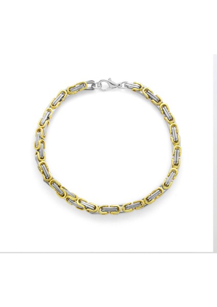 Silver-Gold Renk 917L Çelik Erkek Kral Bileklik