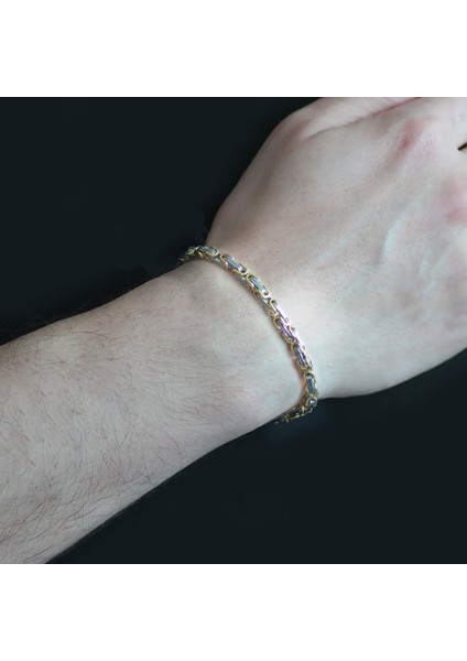 Silver-Gold Renk 917L Çelik Erkek Kral Bileklik
