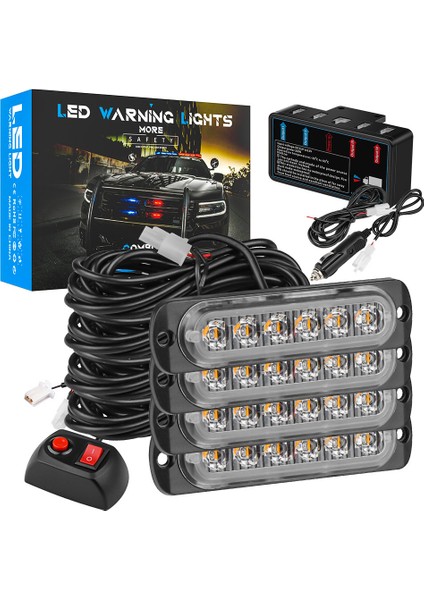 Off Road Suv Pick-Up Iş Makinası LED Ikaz Sinyal Çakar Lamba Seti Beyaz Sarı 18 Mod LED Işık Seti