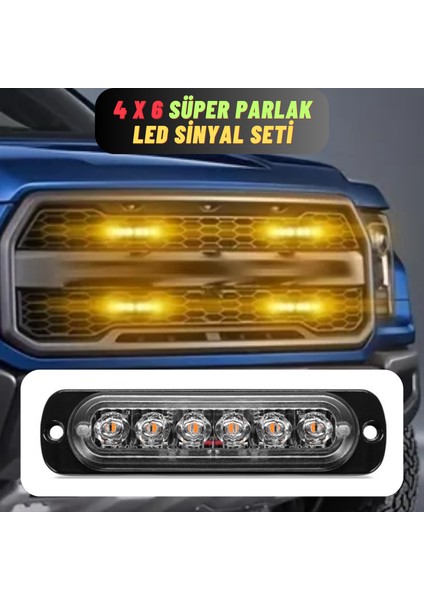 Off Road Suv Pick-Up Iş Makinası LED Ikaz Sinyal Çakar Lamba Seti Beyaz Sarı 18 Mod LED Işık Seti