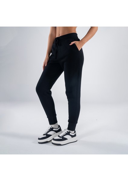 Friday Offset Agar Kadın Siyah Cepli Lastikli Jogger Pantalon Eşofman Altı