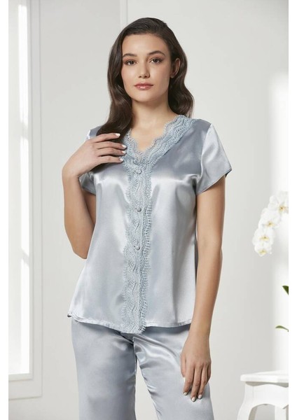 Saten Gecelik Sabahlık Pijama Takım Şort Takım 6'lı Gelin Çeyiz Seti 6010 fırsatları