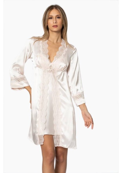 Saten Gecelik Sabahlık Pijama Takım Şort Takım 6'lı Gelin Çeyiz Seti 6010 modelleri