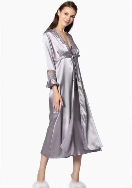 Saten Gecelik Sabahlık Pijama Takım Şort Takım 6'lı Gelin Çeyiz Seti 6025