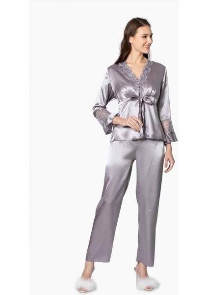 Saten Gecelik Sabahlık Pijama Takım Şort Takım 6'lı Gelin Çeyiz Seti 6025 fiyatları