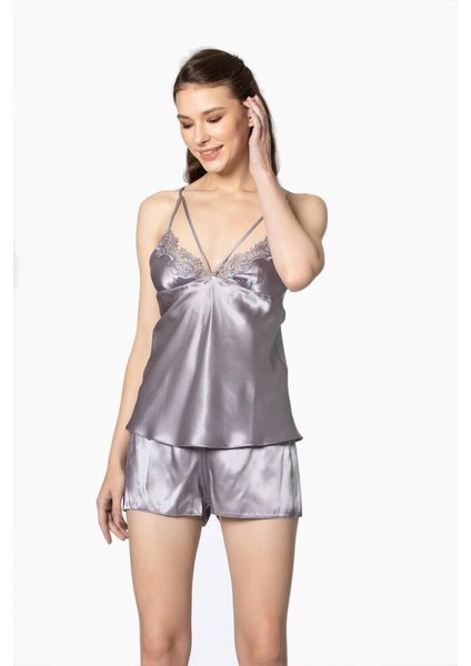 Saten Gecelik Sabahlık Pijama Takım Şort Takım 6'lı Gelin Çeyiz Seti 6025 modelleri
