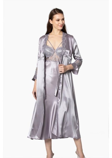 Saten Gecelik Sabahlık Pijama Takım Şort Takım 6'lı Gelin Çeyiz Seti 6025 fırsatları