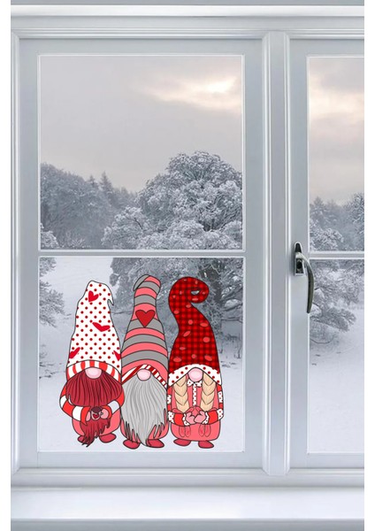 Yılbaşı Cüceler Pencere, Duvar Sticker Yılbaşı Özel Sevimli Cüceler Sticker modelleri