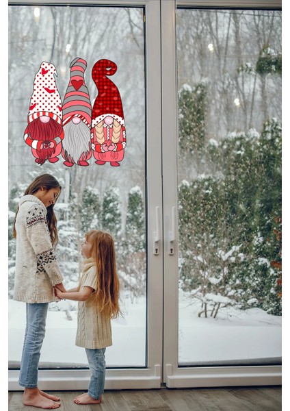 Yılbaşı Cüceler Pencere, Duvar Sticker Yılbaşı Özel Sevimli Cüceler Sticker indirimleri