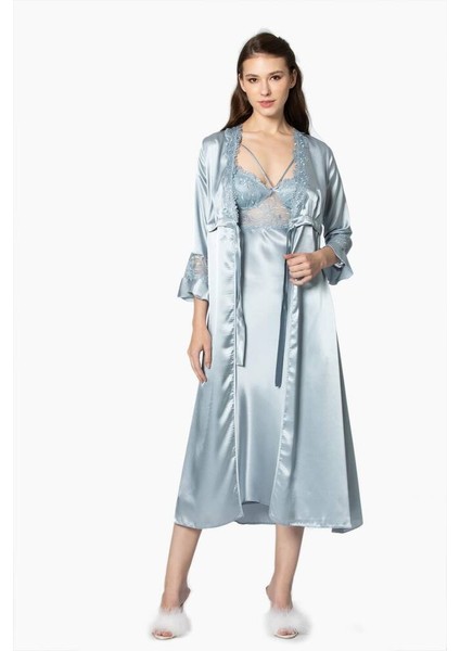 Saten Gecelik Sabahlık Pijama Takım Şort Takım 6'lı Gelin Çeyiz Seti 6025