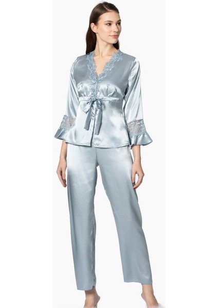 Saten Gecelik Sabahlık Pijama Takım Şort Takım 6'lı Gelin Çeyiz Seti 6025 modelleri