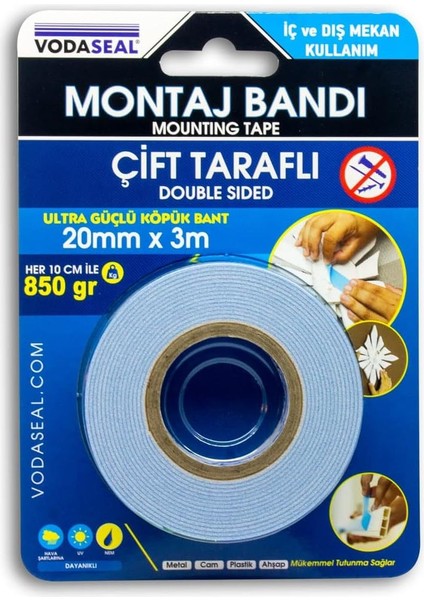 53.01.020 Çift Taraflı Montaj Bandı 20X3MT