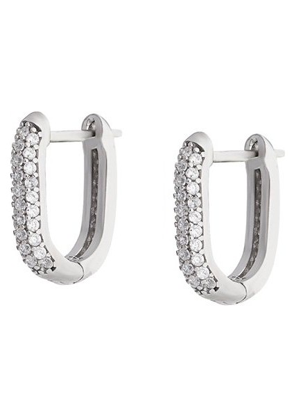 Starlight Diamond Mikro Zirkon Taşlı "U" Tasarım 925 Ayar Gümüş Küpe
