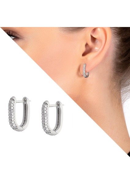 Starlight Diamond Mikro Zirkon Taşlı "U" Tasarım 925 Ayar Gümüş Küpe