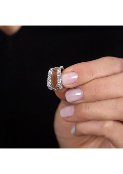 Starlight Diamond Mikro Zirkon Taşlı "U" Tasarım 925 Ayar Gümüş Küpe