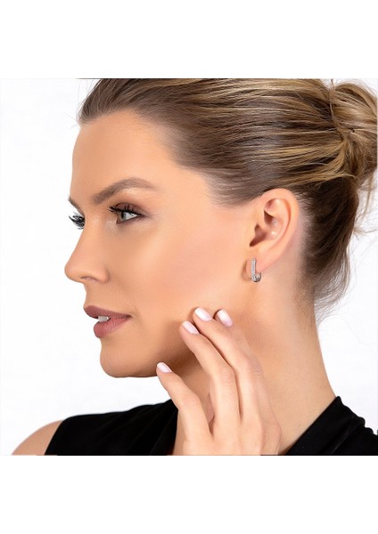 Starlight Diamond Mikro Zirkon Taşlı "U" Tasarım 925 Ayar Gümüş Küpe