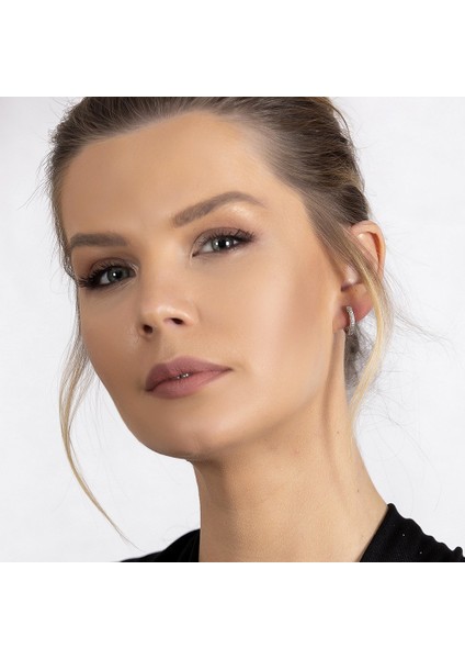 Starlight Diamond Zirkon Taşlı Mikro Halka Tasarım 925 Ayar Gümüş Küpe