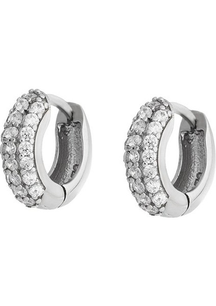 Starlight Diamond Zirkon Taşlı Halka Tasarım 925 Ayar Gümüş Küpe