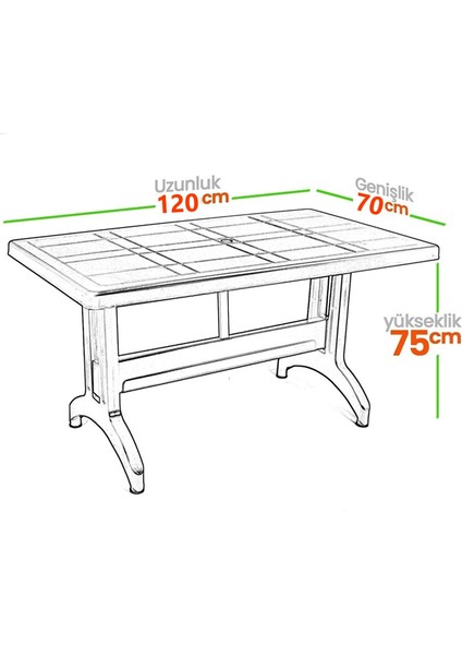 Plastik Masa Takımı 70X120 Katlanır Masa 4 Kişilik Sandalye Bahçe Balkon Teras Masa Takımı Taba Renk fırsatları