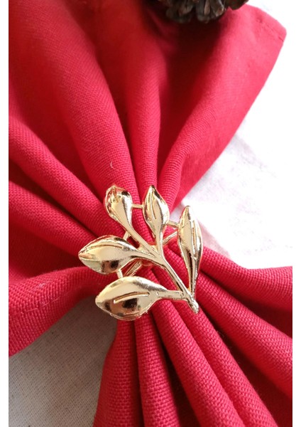6 Adet Gold Sarmaşık Metal Peçete Halkası - Napkin Ring - Table Decor