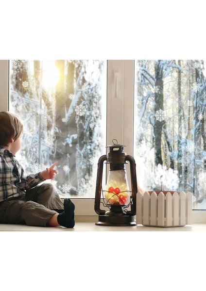 Yeni Yıl Kar Taneleri Cam Duvar Sticker Seti - Yılbaşı Seti fiyatları