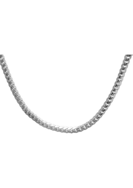 Silver Renk Çelik Erkek Press Snake Zincir Kolye