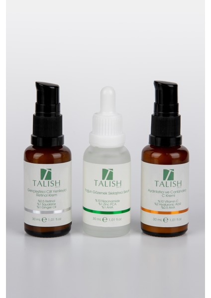 Yaşlanma Retinol Krem + Yoğun Niasinamid Serum + Vitamin C Kremi