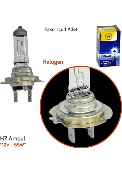 12V 55W H7 Standart Far Ampulü