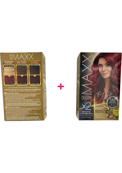 Maxx Deluxe Saç Boyası Set No:5,65 Nar Kızılı