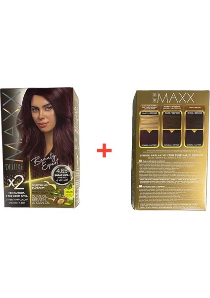 Maxx Deluxe Saç Boyası Set No:4,65 Şarap Kızılı