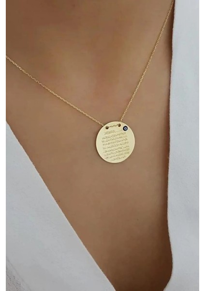 Nazar Boncuklu Ayetel Kürsi Yazılı 925 Ayar Sarı Renk Gümüş Sevgiliye,anneye,arkadaşa Kolye fiyatları