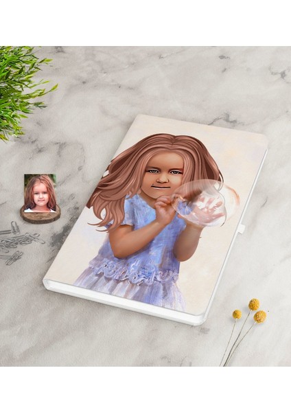 Kişiye Özel Kız Çocuk Illüstrasyon Tasarımlı Beyaz Defter-2 fiyatları