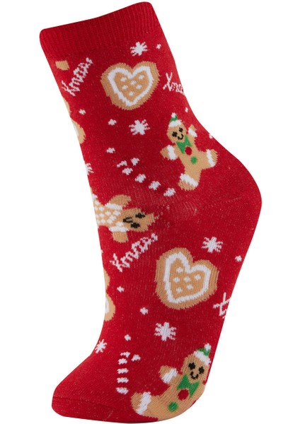 Kız Çocuk Yılbaşı Temalı 2'li Pamuklu Uzun Çorap B5362A8NS modelleri