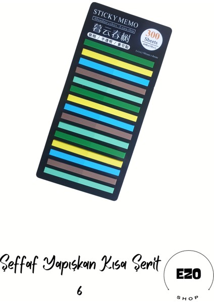 Kısa Serit Postit Seffaf Yapiskanli Not Kagidi Kirtasiye Post It - Kısa Şerit 6