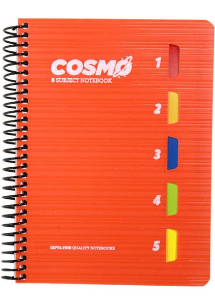 Spiralli 5 Seperatörlü Plastik Kapaklı Defter 150 Yaprak 17 x 24 cm