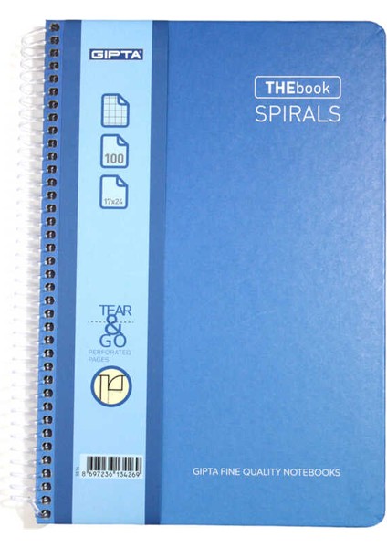 Thebook Spiralli Sert Kapaklı Defter 100 Yaprak Kareli 17 x 24 cm